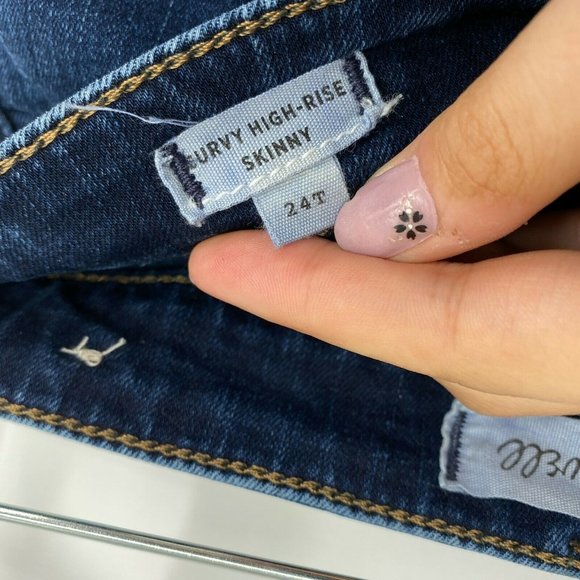 Madewell Curvy High Rise Skinny Fit Jeans Size 24T Stretch Dark Wash Denim Blue - Picture 5 of 11